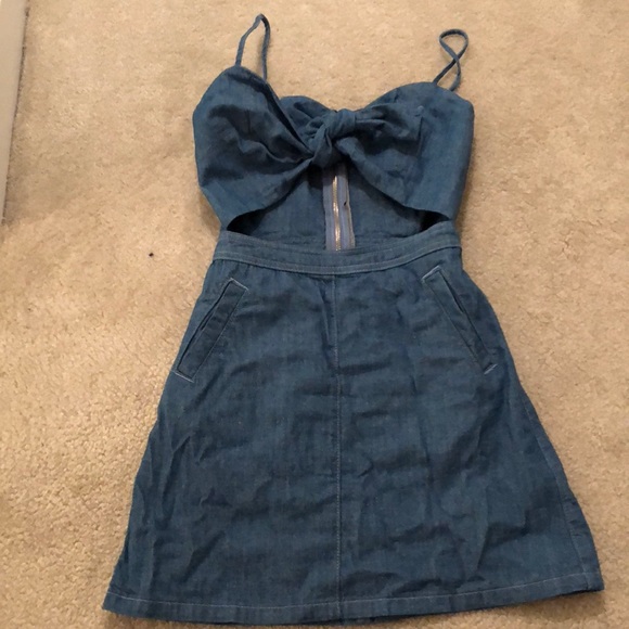 denim tie front dress
